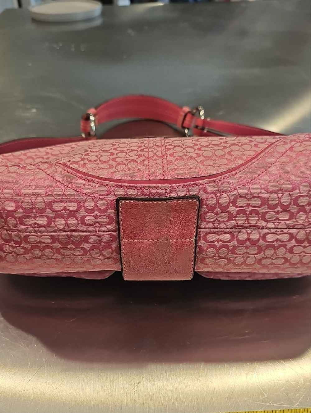 Coach Pink Signature Jacquard Buckle Shoulder Bag - Picture 5 of 8